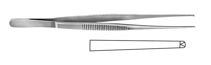 STANDARD Пінцет хірургічний; прямий; 1x2 зубчики; тонкий; 13,0см; ширина бранш 1,4+/-0,2. Tontarra Medizintechnik GmbH